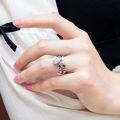 wholesale S925 Sterling Silver Combination Set Ring for Women, Trendy Heart-Shaped Personality Fashion European and American Blue Gemstone Ring, Light Luxury High-End-0-3
