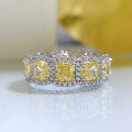 wholesale S925 sterling silver new simulated high carbon diamond 5*5 radiant cut luxurious halo ring-0-1