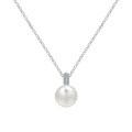 Sterling Silver S925 Simple Pearl Necklace for Women-0-4