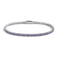 Sterling Silver Full-Diamond Color Zircon Bracelet for Women-2mm hidden clasp purple-blue zircon bracelet  14cm