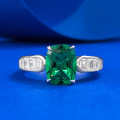 wholesale S925 Silver New 7*9 Fat Square Nano Green Ring for Women, Daily Light Luxury Versatile Ring-0-5