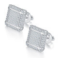 wholesale S925 silver hip-hop full diamond earrings with moissanite, unisex square new export style gold-colored jewelry-0-4