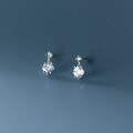 wholesale S925 Sterling Silver Diamond-Inlaid Rhombus Earrings for Women, Korean Style Small Waterdrop Inlaid Diamond Mini Earrings M04007-0-3