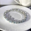 wholesale 925 Silver Tidal Small White Light Luxury Micro-Pave Full Diamond Aquamarine Necklace, Starry Sky Princess Lace-Trimmed Aquamarine Bracelet-0-2