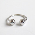 wholesale S925 Sterling Silver Korean Style Fashionable Minimalist Smooth Double Bead Open Joint Ring-0-5