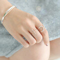 wholesale S925 Sterling Silver AR968 Korean Style Minimalist Geometric Cross Small Cylinder Open Joint Ring-0-4