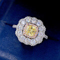 wholesale 18K Gold 2ct Radiant Yellow Diamond Center Stone Ring for Women, Luxurious Simulated Diamond Ring, Drop Shipping-0-0