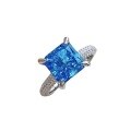 wholesale S925 Full-Set High-Carbon Diamond Ring in New Sea Blue, 8*8-0-4