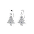 wholesale [925 Sterling Silver] Fashionable and high-end Christmas tree ear hook earrings with moissanite, a new Christmas gift for best friends-0-4