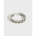 wholesale S925 Sterling Silver Korean Version Fashionably Personalized Distressed Vintage Thai Silver Chain Open Ring-0-0