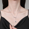 S925 Sterling Silver Infinity Symbol Tassel Necklace with Moissanite Pendant-0-2