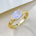 wholesale S925 Sterling Silver 6*8 Oval Zircon High-End Gold-Plated Fashion Ring for Women, Popular on Xiaohongshu for Live Streaming Sales-0-1