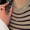 wholesale S925 Sterling Silver Pig Nose Necklace for Women, Fashionable Minimalist Cold Style, Spring and Summer Long and Short Layering Chain, High-end Feel-0-6