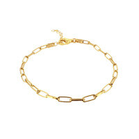 wholesale S925 Sterling Silver Paper Clip Bracelet, Trendy Ins Style, Simple And Creative Women's Jewelry-gold