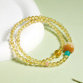 wholesale Metal material Lion Awakening Bodhi Bracelet Natural Citrine Double Strand Bead Crystal Couple Bracelet Set Stackable Wrist Accessory-0-0