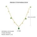 wholesale S925 Sterling Silver Four-leaf Clover Necklace, Adjustable Snake Ring, And Emerald Zircon Earrings Set-0-6