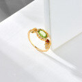 wholesale S925 gold-plated silver vintage Japanese luxury women's ring with green peridot flower gemstone colored treasure series-0-1