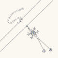 wholesale S925 Sterling Silver Snowflake Necklace for Women with Moissanite Pendant, Luxury High-end Tassel Collarbone Chain, Gift-0-2