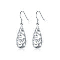 wholesale Metal: 925 Sterling Silver Hollow Ear Hook, Waterdrop Carved Floral Earrings, Viral Women's Accessory for Amazon Wish-0-4