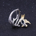 wholesale 925 Silver Italian Craftsmanship Designer Gemstone Ring, Natural Style Magpie Design with Genuine Topaz-0-3