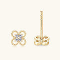 wholesale 10k Gold Ultra Fairy Women's Four-Leaf Clover Moissanite Stud Earrings New Arrival Small Fresh Ear Jewelry Elegant Earrings-0-2