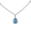 wholesale 925 Silver Gold-Plated Pendant Chain with High-Carbon Diamond and Synthetic Aquamarine Pear-Shaped Luxury Banquet Jewelry Necklace for Women-0-4