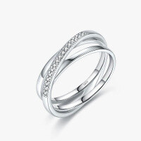 wholesale S925 Sterling Silver Three-Circle Wrapped Ring with Luxurious and Fashionable Design for Daily Wear-R1279 White Wrap Ring  Size 9