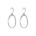 wholesale S925 Sterling Silver Korean and Japanese Minimalist Style Oval Hoop Earrings with Splice Design, Versatile and Elegant for Women-0-4
