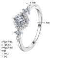 S925 Sterling Silver Moissanite Ring for Women, Square Geometric Design-0-3