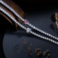 wholesale S925 Silver Heart Moissanite Heart-shaped Bracelet with Luxury Pink and White Main Stone Design, Versatile and Hot-selling on Amazon-0-1