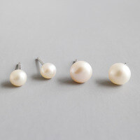wholesale S925 Sterling Silver HED464 Korean Minimalist Small Freshwater Pearl Earrings for Women, Versatile and Niche-4.5mm white (including sterling silver ear plugs)  925 silver