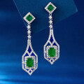 wholesale S925 Silver New 1-Carat White Zircon Green Diamond Earrings for Women, Cross-Border Wis Best-Seller-0-2