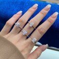wholesale S925 Sterling Silver European and American Cross-Border New High-Carbon Diamond Ice-Cut Radiant Ring for Women, Exuding an Elegant and Minimalist Sense of Luxury-0-3