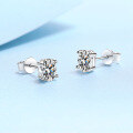 wholesale PT950 plated 925 sterling silver women's moissanite four-prong stud earrings pigeon egg size, factory wholesale in stock-0-2