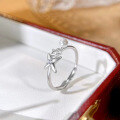 wholesale S925 Sterling Silver Korean Version Ins Star and Pearl Ring, Light Luxury Niche Design Elegant Thin Adjustable Open Ring-0-1