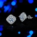 S925 Silver Moissanite Square Stud Earrings for Women-0-2