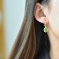 wholesale Gold-plated 925 silver inlaid with cabochon Hetian jade earrings, comes with certificate, Hanfu vintage-style jade ear accessories-0-2