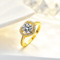 14K Gold Plated S925 Silver Moissanite 1 Carat 65MM Heart Shape Ring-0-3
