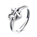 wholesale S925 Sterling Silver Irregular Heart Woven Line Ring, Trendy and Stylish Ins Style Design Index Finger Ring-0-4