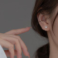 wholesale S925 silver cute cat paw print small ear hooks sweet girly heart ear stud earrings M02480-0-2