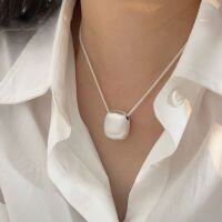 wholesale S925 Sterling Silver Heavy Work Frosted Brushed Red Bean Necklace for Women, Korean Dongdaemun New Style High-Quality Necklace-Sterling silver