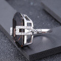 wholesale 925 Silver Luxurious High-End Natural Smoky Quartz Ring with Fashionable Design and Irregular Large Carat Natural Gemstone-0-2