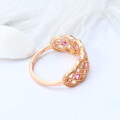 wholesale 925 Silver Rose Gold Plated, Lace Style Red Garnet Open Ring with Retro Wave Pattern-0-3