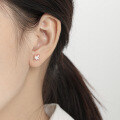 wholesale S925 Sterling Silver Small Minimalist Design Asymmetric Flower Zircon Maple Leaf Ear Studs for Women-0-3
