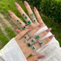 wholesale S925 Sterling Silver European French-style Women's Ring Retro Emerald Unique Design Wedding Banquet High-end Female Jewelry Wholesale-0-2