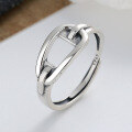 wholesale S925 Sterling Silver Pig Nose/Asymmetrical Screw Pattern Ring, Dongdaemun Fashionable and Elegant Ring-0-2