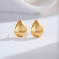 24K Gold-Plated Silver Needle Hand-Filigree Retro Vintage Ins Style Minimalist Earring Wholesale-Teardrop-shaped - ED211-T
