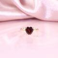 wholesale S925 Sterling Silver 2 Carat Gemstone Ring with Natural Garnet and Topaz Heart-Shaped Setting European and American Wedding Ring-0-0