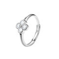 925 Silver Korean Ins Minimalist Four-Leaf Clover Ring, Women's Versatile Tail Ring-0-3