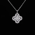S925 Silver Four-Leaf Clover Pendant Necklace, Moissanite, Light Luxury Style-0-6
